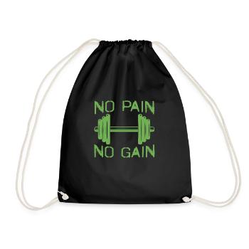No pain no gain - Drawstring Bag - black - Front