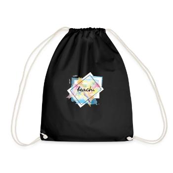 beach, beach - Drawstring Bag - black - Front