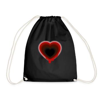 Smiley Heart black and red - Drawstring Bag - black - Front
