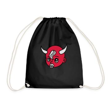 head face evil devil demon hell devil satan crawli - Drawstring Bag - black - Front