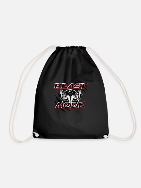 BEAST MODE // WHITE - Drawstring Bag - black