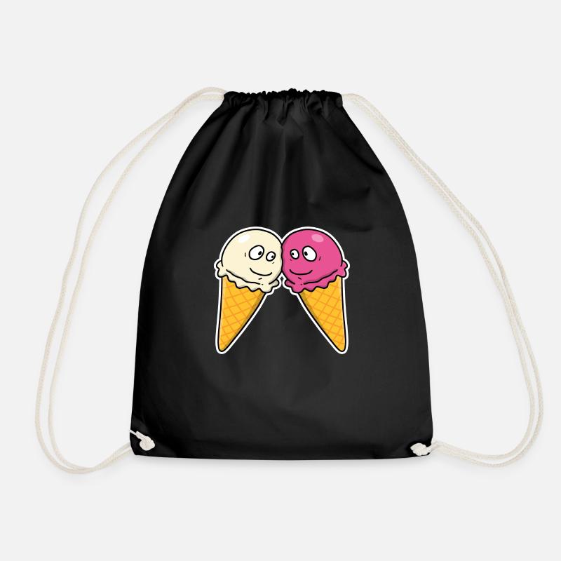 In love with ice cream - Drawstring Bag - black