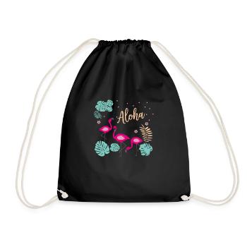 Flamants roses - Aloha - Sac de sport léger - noir - Devant