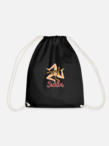 Sicilia Trinacria - Sicilian Roots - Drawstring Bag - black