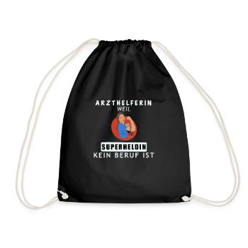 MFA, Arzthelferin Oder Superheldin - Turnbeutel - Schwarz - Vorne