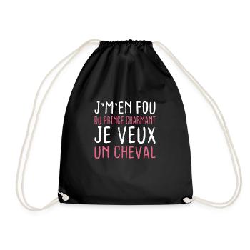 Je m'en fou du prince charmant je veux un cheval - Sac de sport léger - noir - Devant