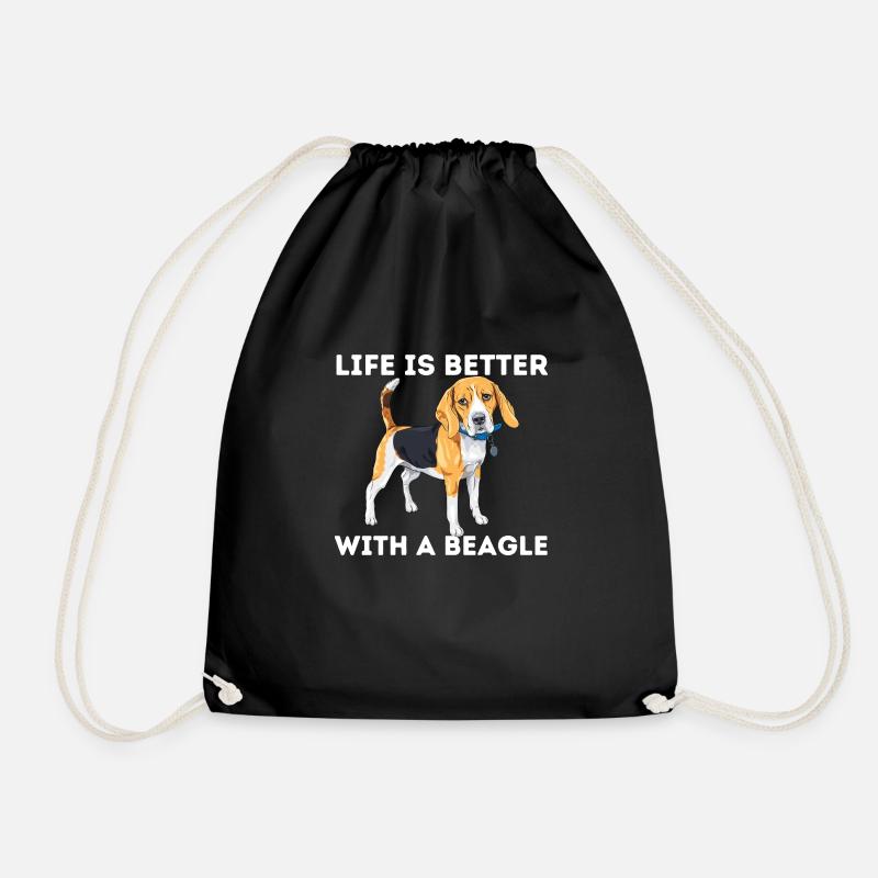 Life is better with a Beagle - Hund Haustier - Turnbeutel - Schwarz