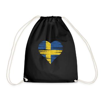Sweden Heart by the Manzanita`s - Turnbeutel - Schwarz - Vorne