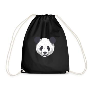 Panda head bear cool sweet realistic illustration - Drawstring Bag - black - Front