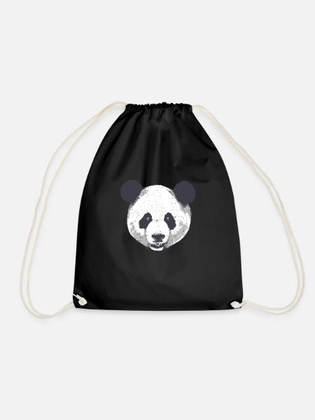 Panda Kopf Bär cool süß realistisch Illustration - Turnbeutel - Schwarz