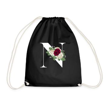 lettre N fleuris - Sac de sport léger - noir - Devant