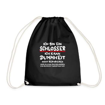 Ich bin ein Schlosser Handwerker Spruch - Turnbeutel - Schwarz - Vorne
