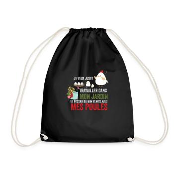 Travailler dans mon jardin avec mes poules - Sac de sport léger - noir - Devant