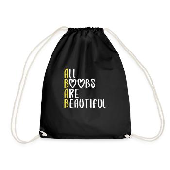 all boobs beautiful saying font funny - Drawstring Bag - black - Front