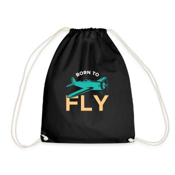 Born to Fly Aviation Pilot - Turnbeutel - Schwarz - Vorne