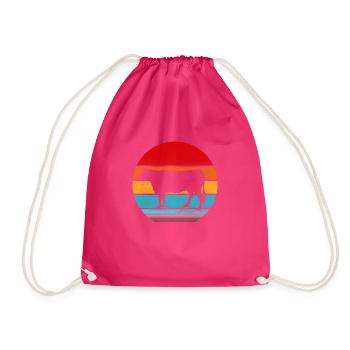 retro vinatge cow - Drawstring Bag - fuchsia - Front