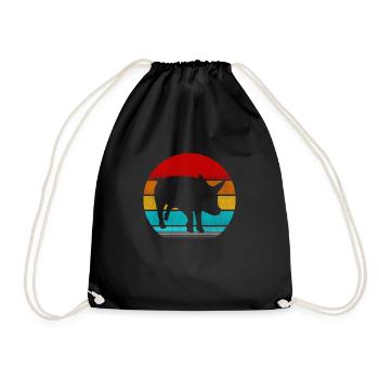 Retro Vintage Schwein - Turnbeutel - Schwarz - Vorne