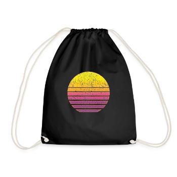Sun Synthwave Retro - Drawstring Bag - black - Front
