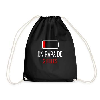 un papa de 2 filles - idée cadeau papa - Sac de sport léger - noir - Devant