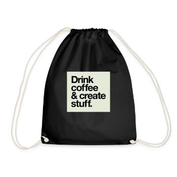 Drink coffee print - Drawstring Bag - black - Front
