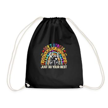 Test Day RockThe Testing Day Boho Rainbow Teacher - Turnbeutel - Schwarz - Vorne