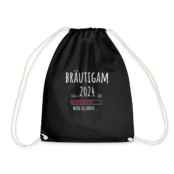 Bräutigam 2024 Hochzeit Verlobung Paare Geschenk - Turnbeutel - Schwarz - Vorne