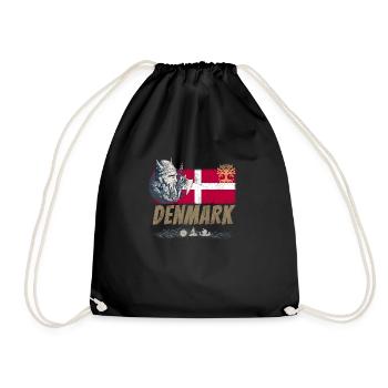 Dänemark Vintage Fahne Wikinger und Schiff Souveni - Turnbeutel - Schwarz - Vorne