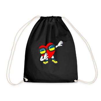 Ukraine Dabbing Heart - Drawstring Bag - black - Front