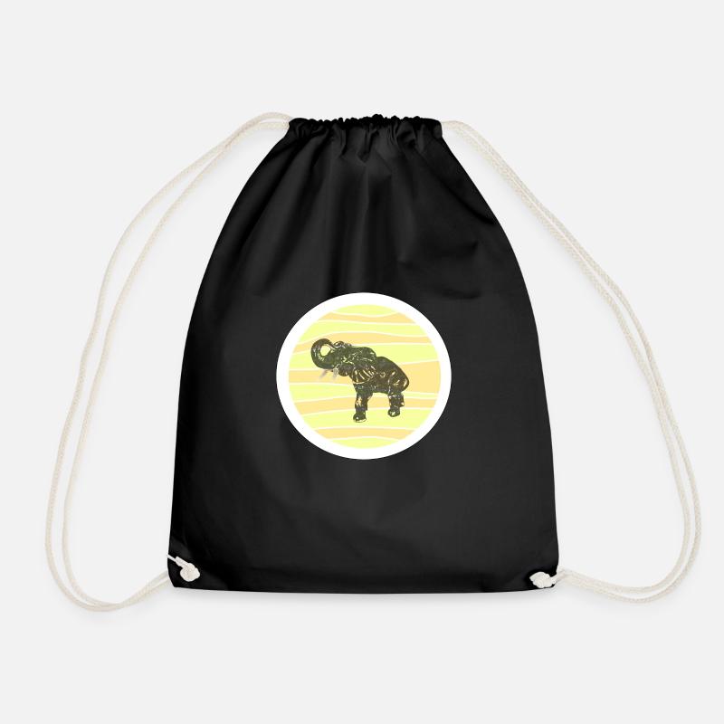 Noble Elephant Desert Design - Drawstring Bag - black