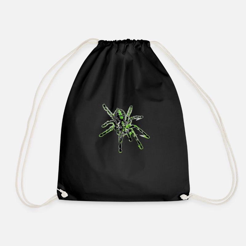 Tiger spider green, spider - Drawstring Bag - black
