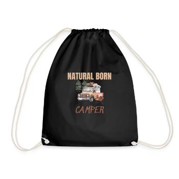 Natural born camper T-Shirt - Drawstring Bag - black - Front