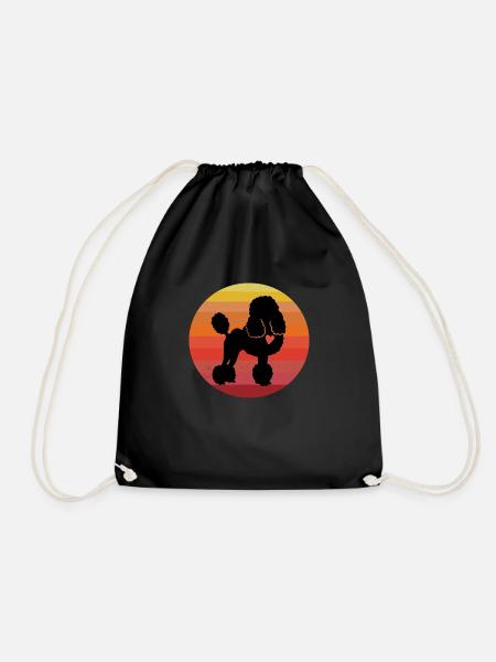 Caniche coucher de soleil rétro Vintage Motif caniche chien - Sac de sport léger - noir