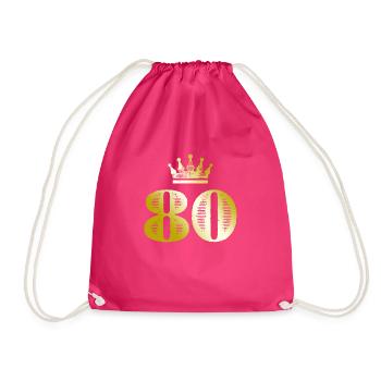 80 Zahl Krone Gold - Turnbeutel - Fuchsia - Vorne