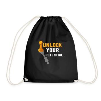 Unlock Your Potential Chess Board Chess Player - Turnbeutel - Schwarz - Vorne