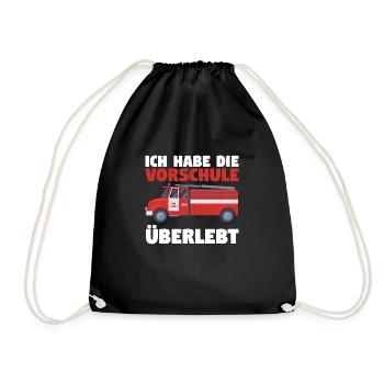 Vorschule Feuerwehr Vorschüler Geschenk - Turnbeutel - Schwarz - Vorne