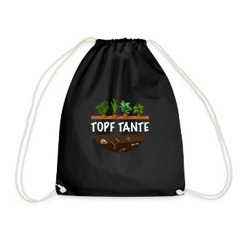 Topf Tante lustiger Gärtner Spruch - Turnbeutel - Schwarz - Vorne