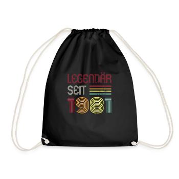 Legendär Seit 1981 Jahr Retro 81er Jahrgang - Turnbeutel - Schwarz - Vorne