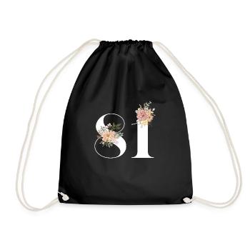 Blumen zum 81-jährigen Jubiläum (Geschenk von 81 Jahren) - Turnbeutel - Schwarz - Vorne
