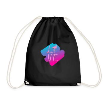 Flamingo Love - Turnbeutel - Schwarz - Vorne