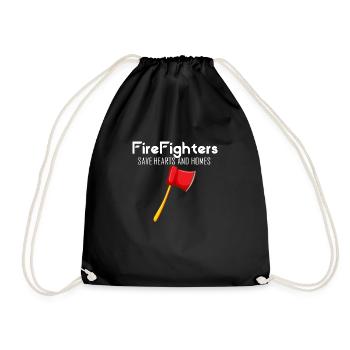 Firefighters save hearts and homes Rescuer Feu - Drawstring Bag - black - Front