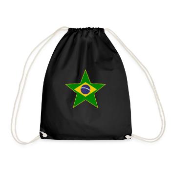 Brazil Flag Star - Drawstring Bag - black - Front