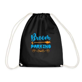 Broom parking - Halloween humor - Drawstring Bag - black - Front