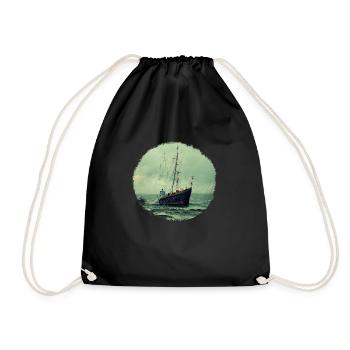 Old sailboat - Drawstring Bag - black - Front