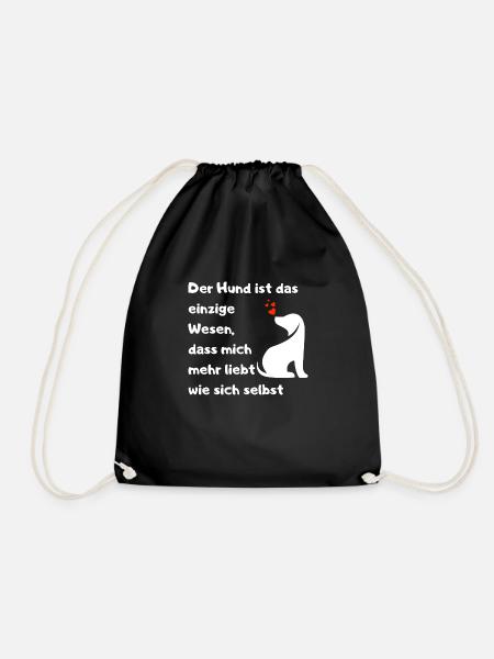 Hunde lieben mich mehr als sich selbst Spruch Lieb - Turnbeutel - Schwarz