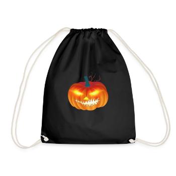 Pumpkin face with shining eyes Halloween - Drawstring Bag - black - Front