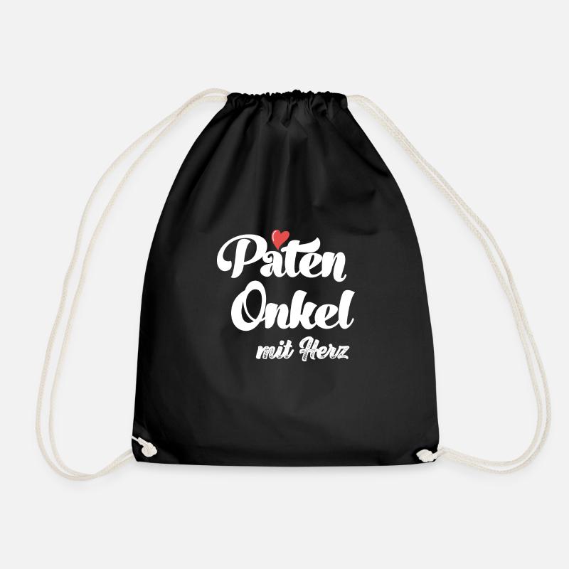 Patenonkel mit Herz Taufpate mit Herz Patenonkel - Turnbeutel - Schwarz
