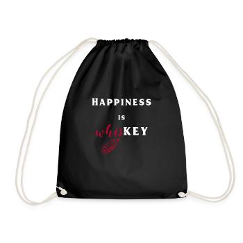 Happiness Is Whiskey. Wise Words With Correction - Drawstring Bag - black - Front