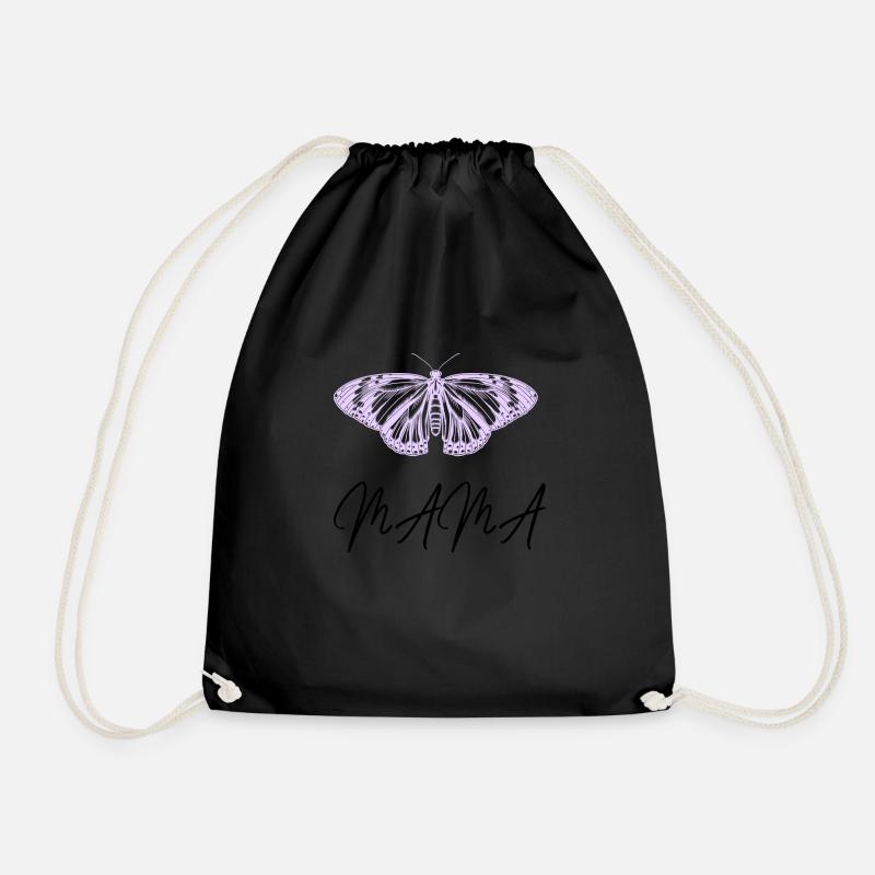 Mama Butterfly - Drawstring Bag - black