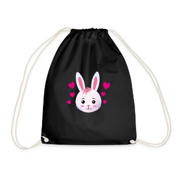 Rabbit heart sweet - Drawstring Bag - black - Front