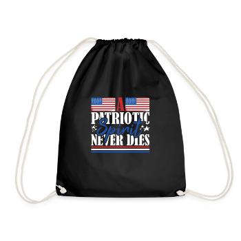 Veteran US Flag A Patriotic Spirit Never Dies - Drawstring Bag - black - Front